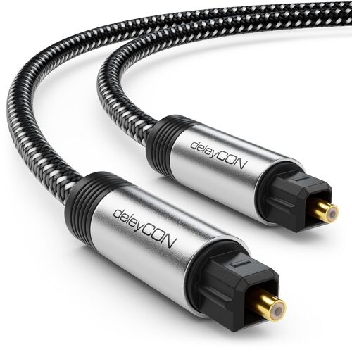 MEVRONISSHOP-5m Câble Toslink Audio Numérique Optique avec Connecteur Métallique & Gaine Nylon - SPDIF Fibre Optique