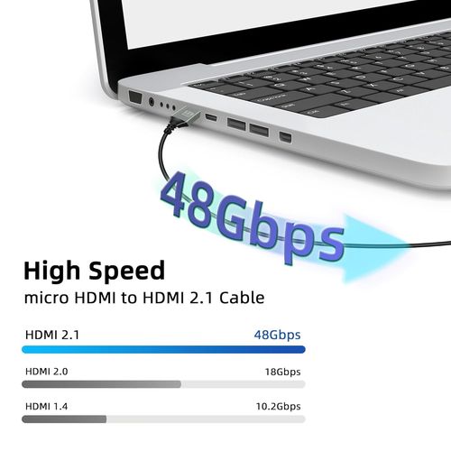 Câble Adaptateur Micro Hdmi Vers Hdmi À 90 Degrés, 48 Gbps Ultra Haute Vitesse Micro Hdmi Mâle Vers Hdmi Prise En Charge 8K @ 60Hz, 4K @ 120 Hz, Pour Gopro, Appareils Photo (Micro Hdmi À[Z377]