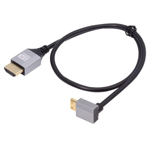 Câble Hdtv Ultra Fin 8K 4K Mini Hdmi 2.1 Cordon Mince Hyper Super Flexible Type-A Vers Type-C Coudé Vers Le Haut Pour Caméra Hdtv 50 Cm[GOP6251603]