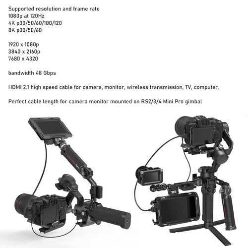 Câble Mini Hdmi Vers Hdmi 4K 8K 60P Pour Appareil Photo Atomos Ninja V Inferno Smallhd Moniteur Canon Sony Hdr-Xr50 Z5 Z6Ii Z7Ii D750 Coudé À Gauche 50 Cm[Z4119]