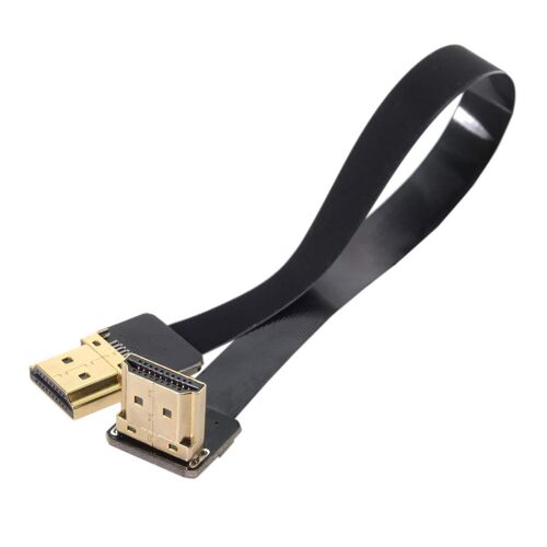FPV Câble plat HDMI mâle vers HDMI mâle coudé 90D HDTV FPC pour photographie aérienne FPV HDTV Multicopter (20 cm)
