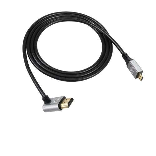 Câble étendu UHD 8K Micro HDMI mâle vers HDMI mâle 48Gbps High Speed 2.1 supportant 8k@60Hz, 1080p, ARC, 3D, pour DVR, HDTV, (Angle vers le bas, 2m)