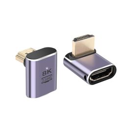 SUNY-Adaptateur Hdmi À 90 Degrés 8K,2 Paquets De Support D'Adaptateur D'Extension Mâle Et Femelle Hdmi 2.1 À Angle Droit 48Gbps 8K@60Hz,4K@120Hz,Hdr,Earc Courbe Vers Le Haut (Up Bend)
