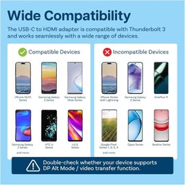TIANYI-Câble USB-C vers HDMI 2m - 4K@30Hz - Câble Tressé USB 3.1 Type-C vers HDMI - Adaptateur Thunderbolt 3 pour MacBook Pro/Air, iPhone 17/16/15, iPad Pro, iMac, Samsung Galaxy, Chromebook