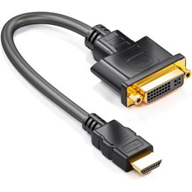 3m, Câble Adaptateur HDMI vers DVI - HDMI Mâle vers DVI Femelle 24+5-1080p Full HD HDTV 1920 x 1080 - Contacts Plaqués Or - TV Projecteur PC - Noir
