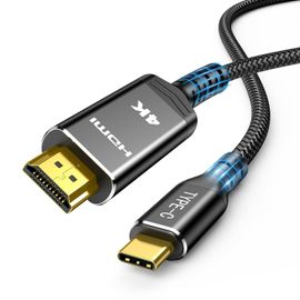 TIANYI-Câble USB-C vers HDMI 4 K 0,5 m, câble USB-C vers HDMI UHD Thunderbolt 3, compatible avec iPhone 16/15 Pro, MacBook Pro/Air, iPad Pro/Air, Surface, Galaxy, etc., noir