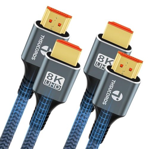 BAERTMY-8K 4K Câble Hdmi 2M Lot De 2, Câble Hdmi Vers Hdmi 2.1 Tressé Haute Vitesse 8K@60Hz,4K@120Hz 144Hz 48Gbps