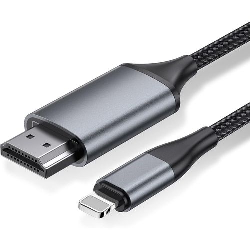SUNY-Adaptateur Lightning Vers Hdmi 2.0M Pour Iphone 14/13/12 & Youtube Vers Tv-Résolution Hd 1080P (Ios 18/17-Non Compatible Iphone 16/15/Netflix)