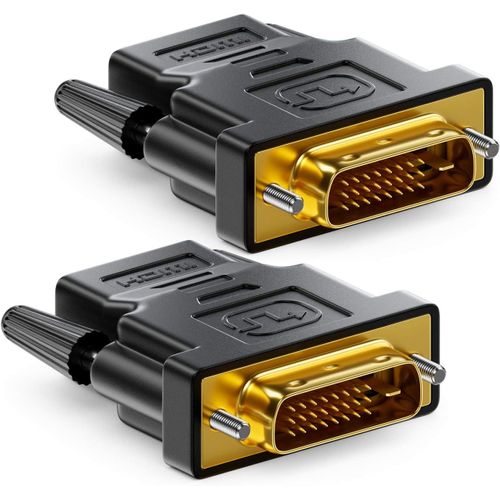 2X Adaptateur Hdmi-Dvi - Hdmi Femelle Vers Connecteur Dvi-D Mâle (24+1) (19Pol) 1080P Full Hd 1920X1200 - Noir[Z197]