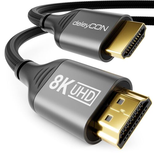 2m 8K HDMI 2.1 Câble (48G, ULTRA Haute Vitesse) 8K@60Hz 4K@120Hz 2K@144Hz/165Hz EARC HDCP 2.3/2.2 - Compatible avec DTS:X HDR Dynamique Dolby Atmos TV PS5 Xbox Barre de Son Moniteur