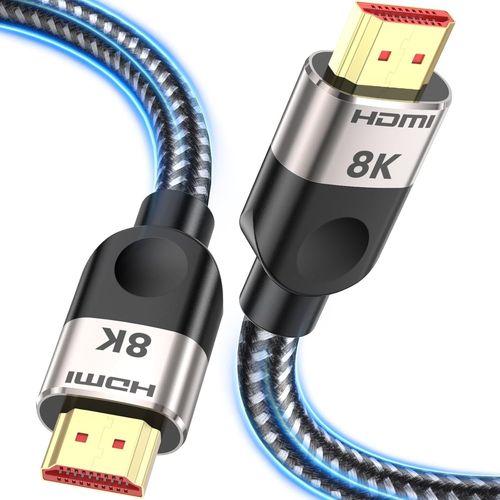 Câble HDMI 2.1 10 m [8K @ 60 Hz, 4K @ 120 Hz144 Hz, 48 Gbps] Ultra Haute vitesse 7680P eARC HDCP 2.2&2.3 DTS:X Dynamique HDR Dolby Atmos Compatible avec Soundbar/PS2/PS5/Xbox/Roku TV