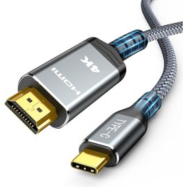 TIANYI-Câble USB C vers HDMI 1.8M (4K@60Hz), UHD Thunderbolt 3/4 vers HDMI Compatible pour iPhone 15/16 Pro, pour MacBook Pro/Air, pour iPad Pro/Air,pour Surface, pour XPS,pour Galaxy etc.