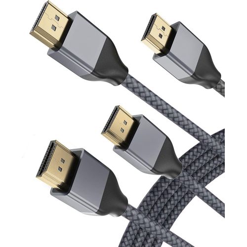 Câble HDMI 8K 60Hz 5M 2Pack,Cordon HDMI 2.1 Ultra Haute Vitesse 48Gbps 7680P avec Dolby Vision pour Apple TV,Samsung QLED,Sony LG,PS4,PS5,Xbox Series X/S,eARC HDR HDCP 2.2 2.3,4K 120Hz 144Hz