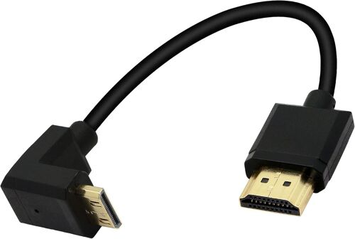 Mini câble HDMI vers HDMI 15 cm 90 degrés haute vitesse 4K Mini HDMI mâle vers HDMI mâle cordon court prend en charge Ethernet,3D,retour audio(black up)