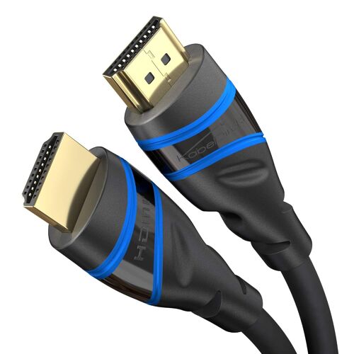 Câble HDMI 10K & 8K, HDMI 2.1 b ¿ 1,5m, disponible en 0,5-5m ¿ Certifié, développé en Allemagne (Câble Ultra High Speed pour PC, PS5, Xbox, moniteur et TV ¿ noir-bleu)