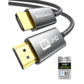 KALANKA-Câble HDMI 2.1 8K 5m, [Certifié] Câble HDMI® eARC pour barre de son 48Gbps, 4K@120Hz, 2K@240Hz/144Hz, 8K@Hz, HDR10, Dolby Atmos, HDCP 2.3 pour PS5, Fire TV, HDTV, ordinateur portable