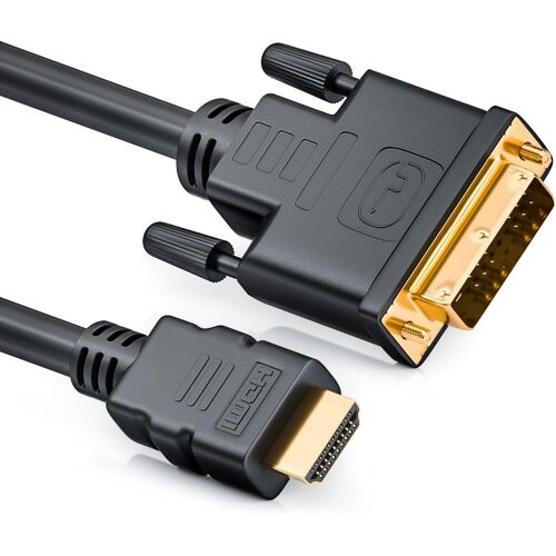 0,5m Câble HDMI vers DVI-D/DVI-I - High Speed, 3D Ready, 1080p Full HD - Adaptateur pour HDTV, Moniteur, PC, TV, PS4, Xbox 360 - Noir