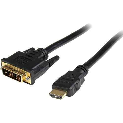 StarTech.com Câble HDMI vers DVI de 50cm - Cordon / Câble adaptateur HDMI DVI-D - Mâle / Mâle - Noir, Plaqués or (HDDVIMM50CM)