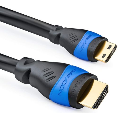 2m Mini HDMI Câble HDMI 2.0/1.4a Compatible ARC 3D 4K Ultra HD 1080p 2160p High Speed avec Ethernet (Nouvelle Norme)-Noir