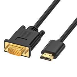 KALANKA-Câble HDMI vers VGA, Câble adaptateur en plaqué or (mâle à mâle) 1080p - Compatible avec Ordinateur Portable, PC, Moniteur, Projecteur, HDTV, Xbox (1M)