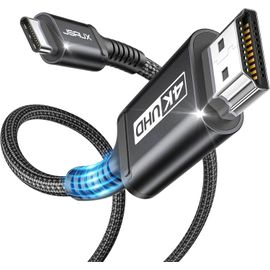 Câble Usb C Vers Hdmi 4K 2M, Cable Usb Type C Hdmi 4K Uhd (Pour Thunderbolt 3) Pour Macbook Pro 2018/2017, Ipad Pro 2018/Air 2020, Samsung Galaxy S20/S10, Surface Book 2, Huawei P40 Noir