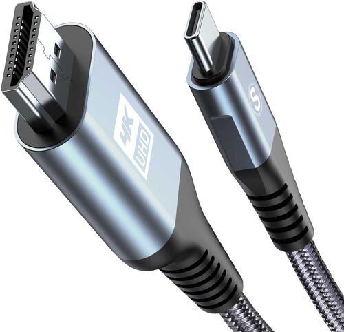 Cable HDMI USB C 5M,Adaptateur USB Type C vers HDMI 4K UHD(Compatible Thunderbolt 3/4) pour iPhone 15/16 Pro,pour MacBook/iPad Pro/Air,Samsung Galaxy S25 S24 S23 au S8/Surface/XPS etc.