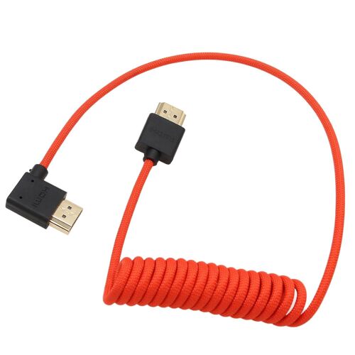 8K 4K 60p HDMI Cable for ATOMOS Shinobi Portkeys SmallHD Cine 5 7 Hollyland Mars Sony A9 A1 FS7II Canon C400 S1H Z9 X-T5 Camera Right Angle Type A HDMI 2.1 Braided Red 50cm