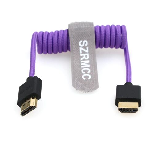 Câble Hdmi 8K 2.1 Câble Hdmi Vers Hdmi Enroulé Tressé Câble Souple Ultra Pour Z Cam E2 Portkeys Bm5 Atomos Shinobi v V Moniteur Camera[Gopro2525]