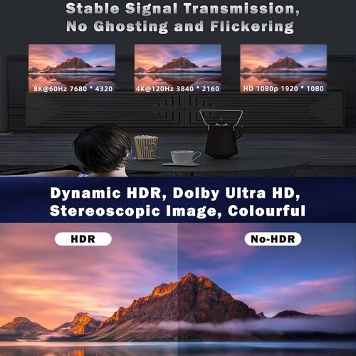 Câble HDMI 8k 2.1 HDMI Angle Gauche vers Angle Droit Enroulé Tressé Câble pour Z Cam E2 Portkeys BM5 Atomos Shinobi Ninjav V Monitor Sony Canon Camera