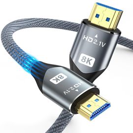 SUNY-Câble Hdmi 2.1 8K 4K,2M Hdmi Câble Tressé Ultra Haute Vitesse 48Gbps,8K 60Hz 7680X4320,4K 120Hz,Supporte Dynamic Hdr,Earc,Dolby Vision,Compatible Avec Hdtv,Ps5,Ps4,Xbox,Rtx 3080 3090