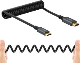 VornixorSarlshop-Câble spiralé mini HDMI vers HDMI, câble compatible 4K UHD, 1080p (HDMI C 2.0) (0,3m-1,5m)