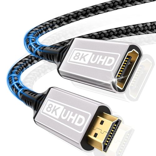 Câble d'extension HDMI,0,5M 8K 60HZ 4K 120HZ 144HZ Câble d'extension HDMI 2.1 mâle vers femelle 48Gbps Ultra High Speed ¿¿¿¿UHD eARC HDCP 2.3 Dynamic HDR10+ Compatible avec TV Stick,HDTV,PS 5 PS 4