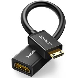 VornixorSarlshop-Adaptateur Mini HDMI vers HDMI 4K 60Hz Câble Mâle vers Femelle 18Gpbs 3D Ethernet Arc Compatible avec Tablette Raspberry Pi Zero Canon EOS 700D Nikon D5300 HDTV 4K Projecteur (20CM)