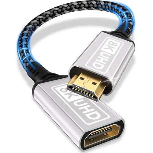 Câble d'extension HDMI,0,2M 8K 60 HZ 4K 120 HZ 144 HZ Câble d'extension HDMI 2.1 mâle vers femelle 48 Gbps Ultra High Speed ¿¿UHD eARC HDCP 2.3 Dynamic HDR10+ Compatible avec TV Stick,HDTV,PS 5 PS 4