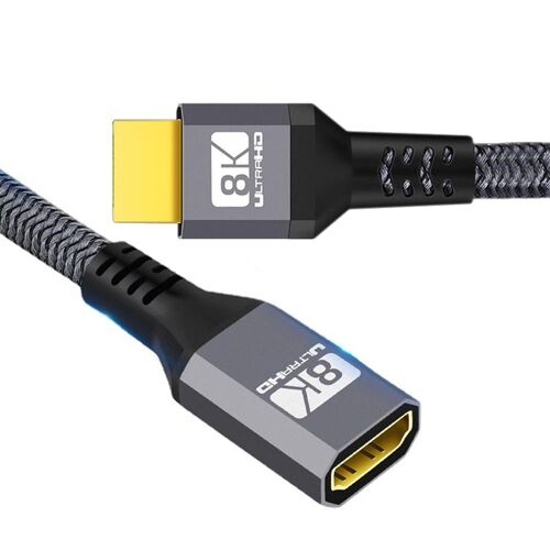CLICKSELL-Câble D'Extension Hdmi 2.1 Mâle Vers Femelle Ultra Hd 8K 60 Hz 4K 120 Hz 48 Go Avec Audio 3D Hdmi Cordon Noir 0,3 M