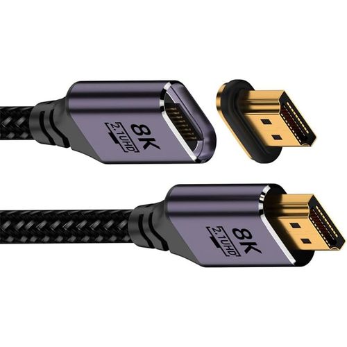 Connecteur magnétique 8K HDMI 2.1 Type-A mâle vers mâle câble vidéo 0,5 m coque en aluminium tressé pour ordinateur portable HDTV