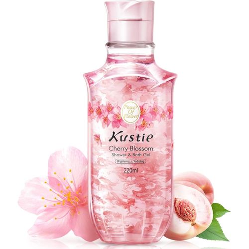 Gel Douche Éclaircissant Aux Fleurs De Cerisier - Gel Lavant Antioxydant Avec Vrais Pétales Et Huiles Essentielles - Hydratation Profonde, Parfum 24h - Pour Peaux Sèches Et Sensibles, 220ml 