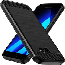 KAL-Coque Silicone Pour Samsung Galaxy A5 2017, Protection Antichoc Militaire Étui De Protection, Mince Souple Tpu Anti-Rayures Dos Bumper Housse, Noir