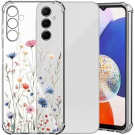 JGD-ChoosEU Transparent Coque pour Samsung Galaxy A25 5G Mince Souple TPU Silicone Etui Fine Soft Étui avec Fleur Florale Motif pour Fille Femme Antichoc Protection Case Cover Clair Housse - Bleu Ros