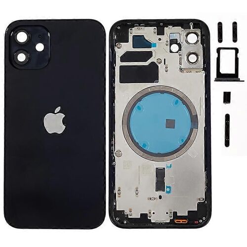 Pour Iphone 12 Couvercle Du Boîtier De La Batterie Arrière De 6,1 Pouces + Cadre De La Plaque Centrale + Remplacement Des Boutons Latéraux, Version Ue (Avec Logo Ce) - Noir
