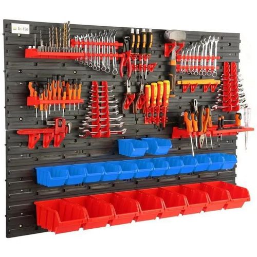 Mur D'outils 115x78 Cm 22 Boxes Étagère Murale Avec Supports D'outils Pour Une Organisation Dans L'atelier Et Le Garage