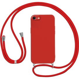 Coque Silicone Antichoc Ultra-Fine Pour Iphone 8/Se 2020/7/Se 2022 Avec Cordon Tour De Cou Réglable Et Détachable - Rouge