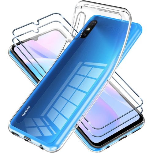 Coque Pour Xiaomi Redmi 9a/Redmi 9at, Avec 2 Pieces Protection Ecran En Verre Trempe, Transparente Souple Tpu Silicone Housse De Protection Antichoc - Pour Redmi 9a / Redmi 9at 6.53 Pouces