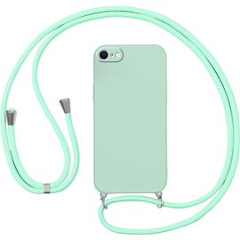 Coque Iphone 8/Se 2020/7/Se 2022 4,7 Pouces Silicone Souple Anti-Choc Avec Cordon Réglable Tour De Cou Vert