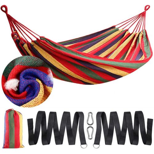 jum-Hamac-Hamac 2 Personnes/Extra Grand 275 * 150Cm/Coton Respirant/Charge 200Kg/2 Corde En Nylon/Couleurs Vives/Sac D'Emballage(275 * 150Cm)