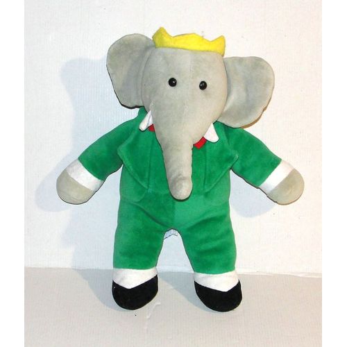 peluche babar laurent de brunhoff vintage 1995 nounours - doudou éléphant 36 cm