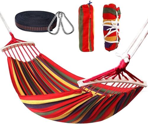 Ulteronixshop-Hamac Double à Barres Capacité de Charge Statique 300 kg 280 x 160 cm, Toile Hamacs Exterieur pour Intérieur, Balcon, Extérieur, Jardin, Voyage, Camping