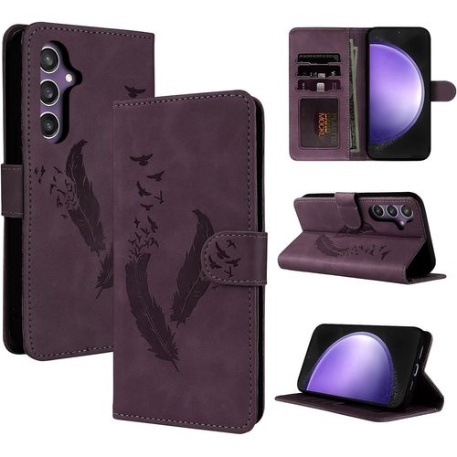 Trahoo-Coque Pour Samsung Galaxy S24 Fe 5g Pro Étui À Rabat Antichoc Cuir Housse De Protection Pour Samsung Galaxy S24 Fe 5g Pochette De Portefeuille Magnétique Flip Case Etui Pour,Rouge