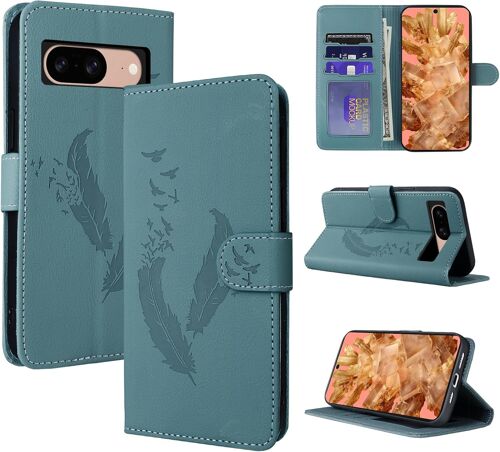 KAL-Coque Pour Google Pixel 8 Étui À Rabat Antichoc Cuir Housse De Protection Pour Google Pixel 8 Pochette De Portefeuille Magnétique Flip Case Etui Pour Google Pixel 8, Bleu