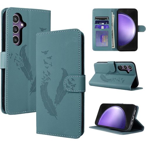 Trahoo-Coque Pour Samsung Galaxy S24 Fe 5g Pro Étui À Rabat Antichoc Cuir Housse De Protection Pour Samsung Galaxy S24 Fe 5g Pochette De Portefeuille Magnétique Flip Case Etui Pour,Bleu